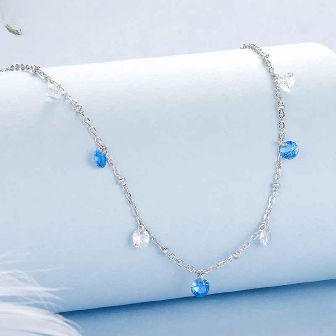 Colar Pingentes com Cristal Prata 925