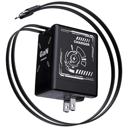 Carregador Ultra Rápido PowerBox GaN 20W - USB Duplo e Retráteis