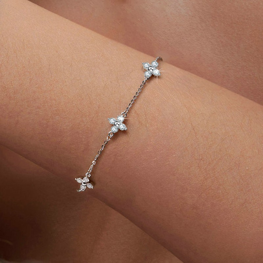 Pulseira Flor de Moissanita Prata 925