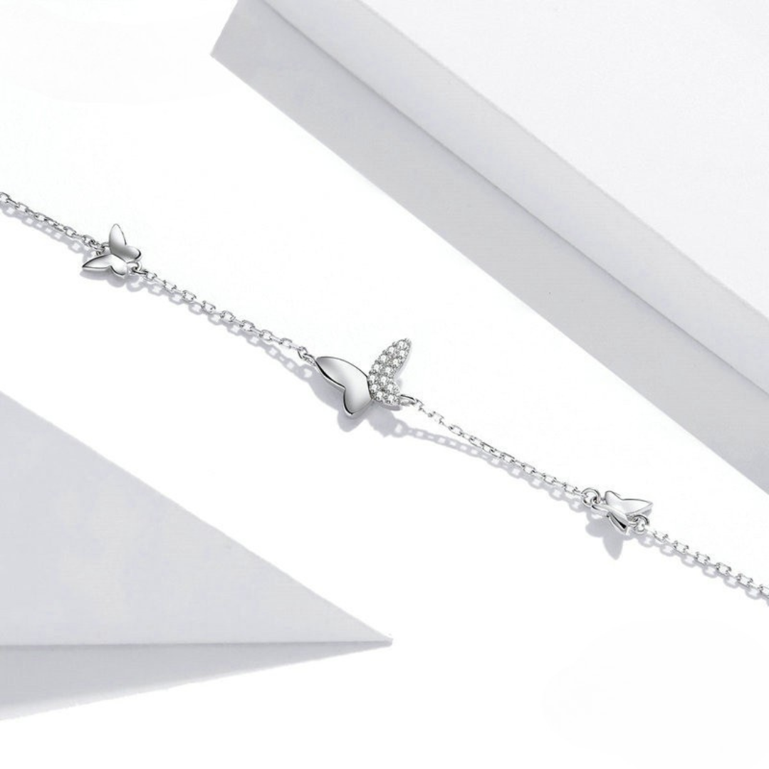 Pulseira Borboleta Prata 925