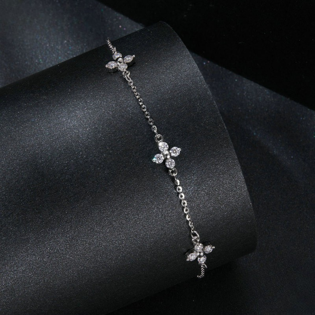 Pulseira Flor de Moissanita Prata 925