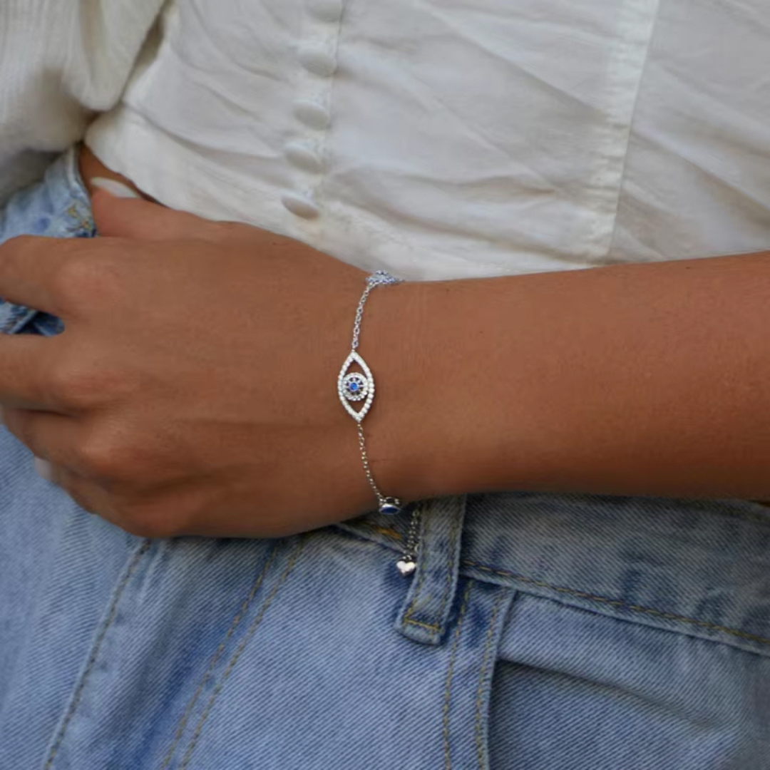 Pulseira Olho de Safira Prata 925