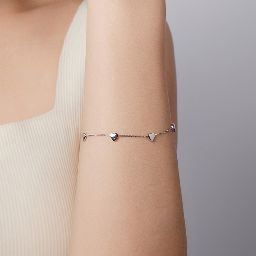 Pulseira Corações Delicados Prata 925