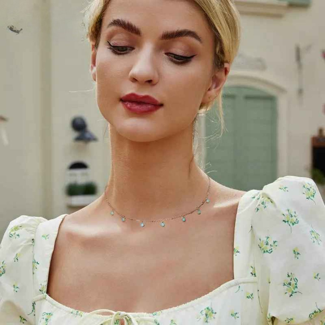 Colar com Pérolas Turquesa Prata 925