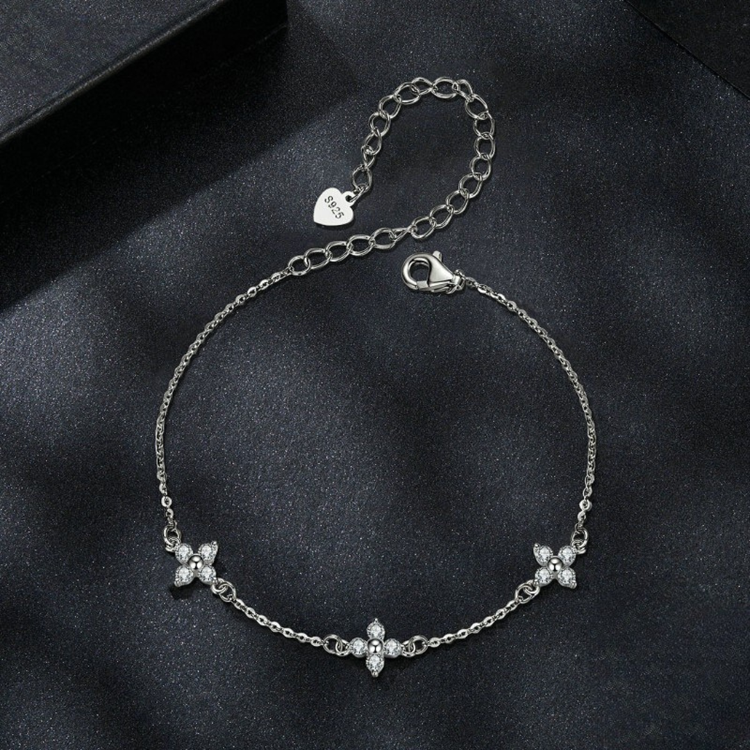 Pulseira Flor de Moissanita Prata 925