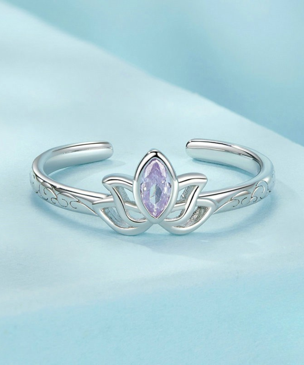 Anel Flor de Lótus Prata 925