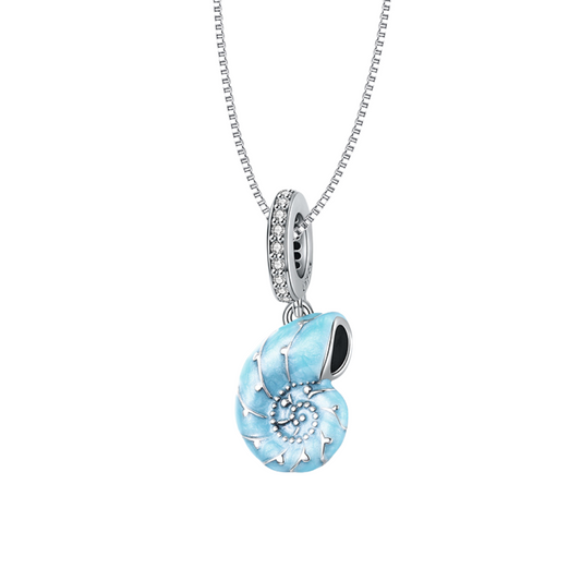 Colar Oceano Azul com Pingente de Concha em Prata 925 – Bamoer