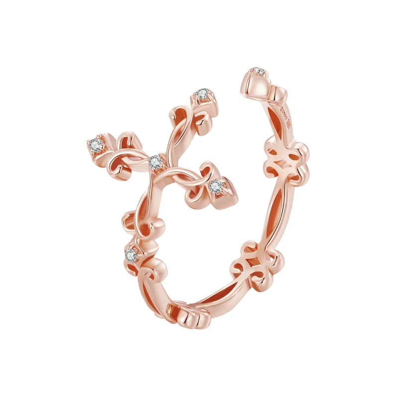 Anel Cruz Flor Prata 925