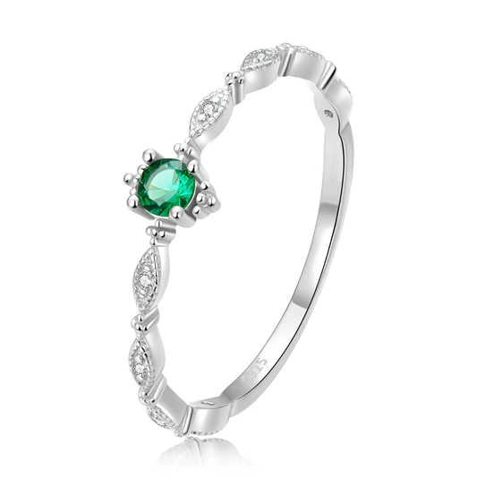 Anel Zircônia Verde Prata 925