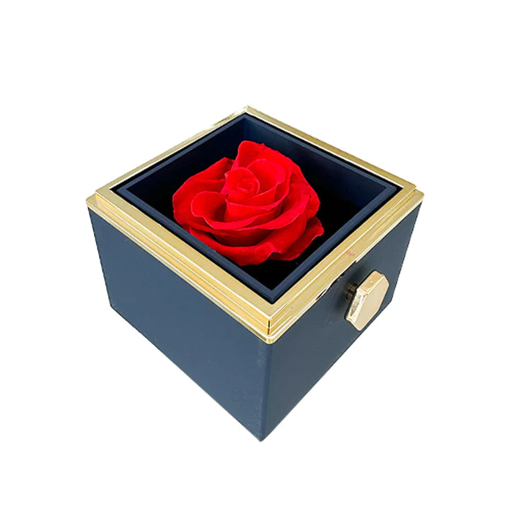 Caixa Rotativa com Rosa Eterna & Colar Gravado com Nomes