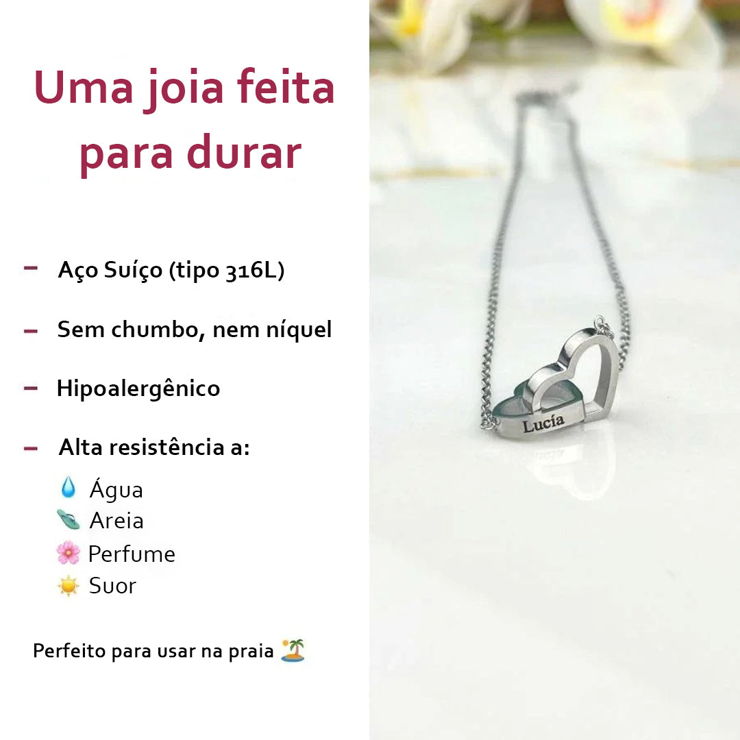 Caixa Amor de Quatro Rosas & Colar + Pulseira Personalizada