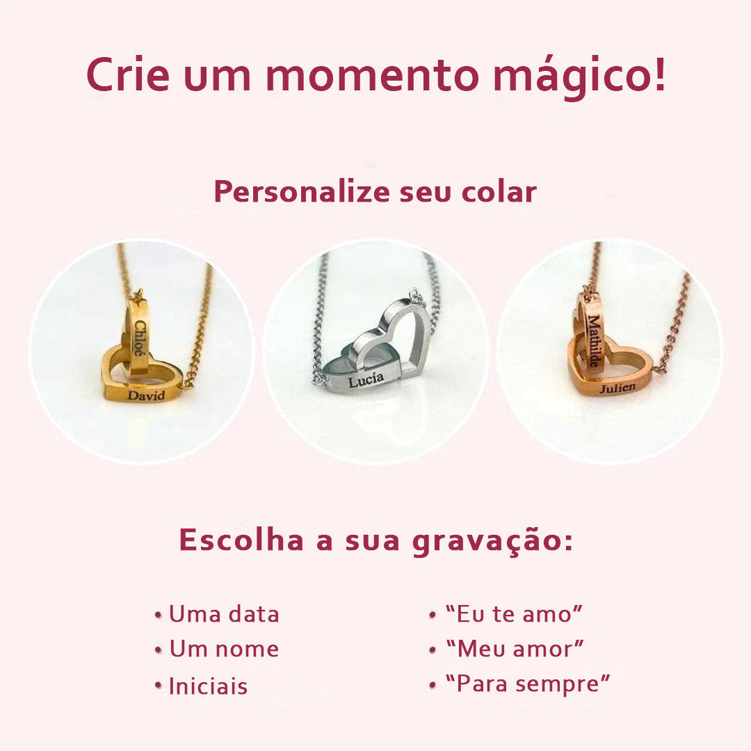 Caixa Amor de Quatro Rosas & Colar + Pulseira Personalizada