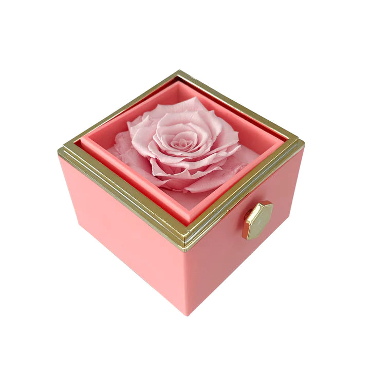 Caixa Rotativa com Rosa Eterna & Colar Gravado com Nomes