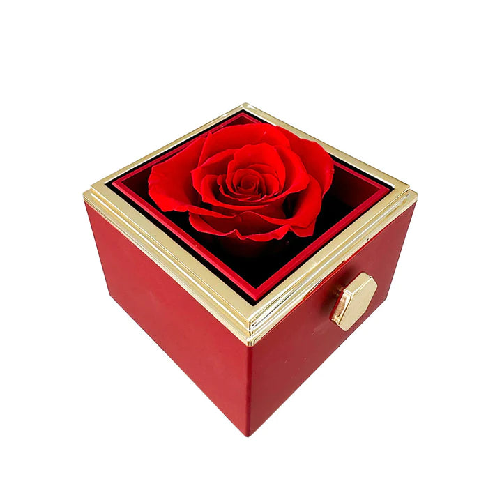 Caixa Rotativa com Rosa Eterna & Colar Gravado com Nomes