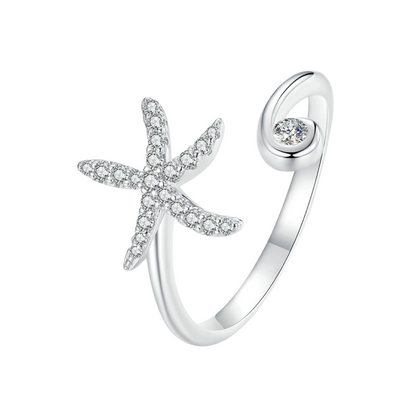 Anel Estrela do Mar em prata 925