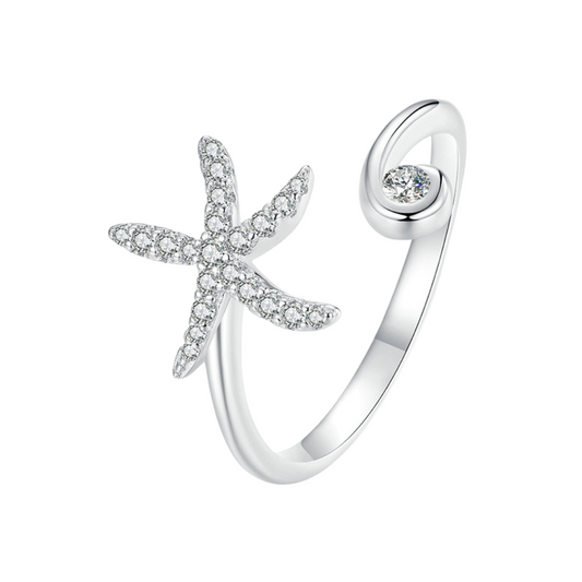 Anel Estrela do Mar em prata 925