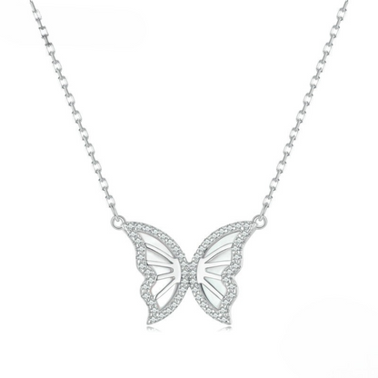 Colar Borboleta Cristalina Prata 925