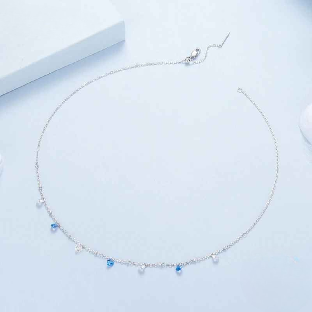 Colar Pingentes com Cristal Prata 925