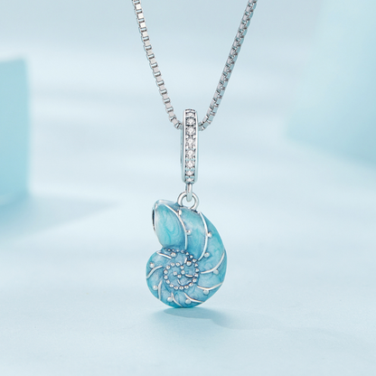 Colar Oceano Azul com Pingente de Concha em Prata 925 – Bamoer