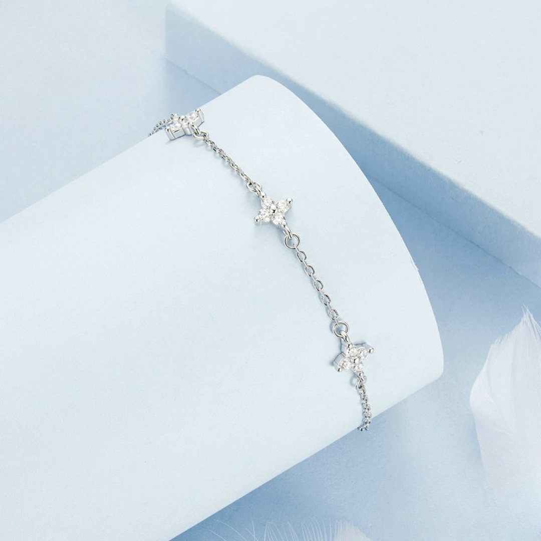 Pulseira Flor com Zircônia Prata 925