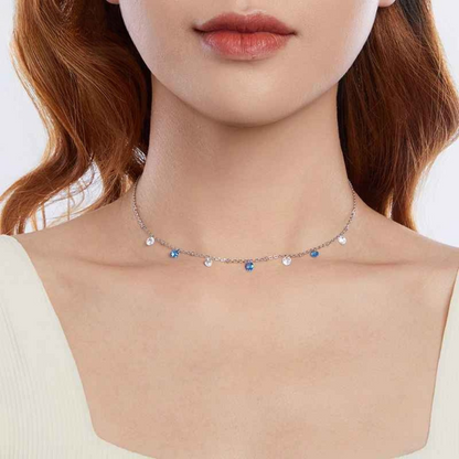 Colar Pingentes com Cristal Prata 925