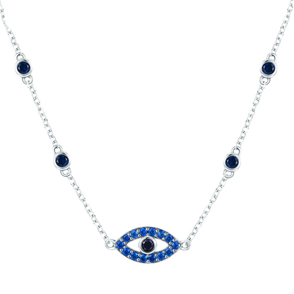 Colar Olho Grego com Zircônia Azul em prata 925
