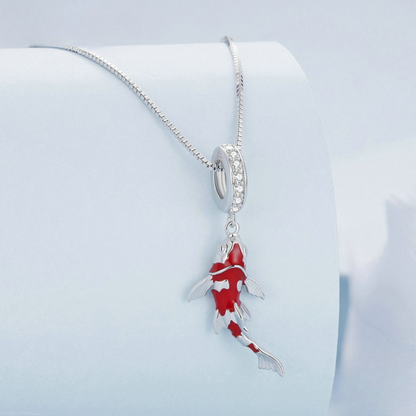 Colar Peixe Koi com Esmalte Vermelho em prata 925