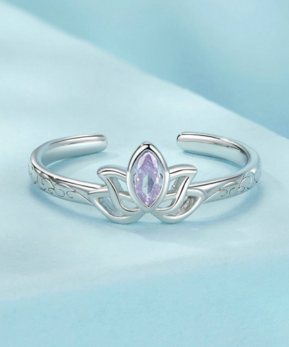 Anel Flor de Lótus Prata 925