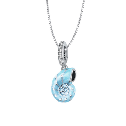 Colar Oceano Azul com Pingente de Concha em Prata 925 – Bamoer