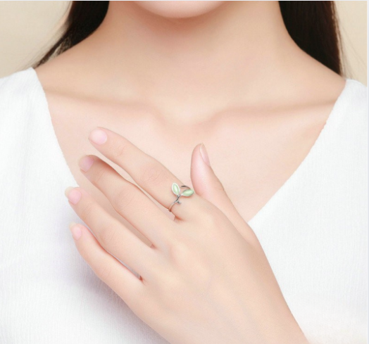 Anel Folhas Prata 925